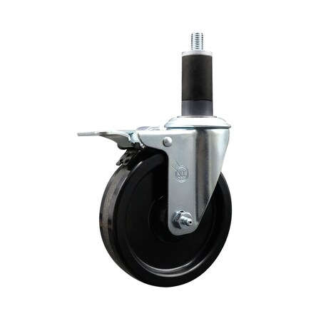 Service Caster 5'' SS Phenolic Swivel 1-1/4'' Expanding Stem Caster Total Lock Brake SCC-SSEXTTL20S514-PHS-114